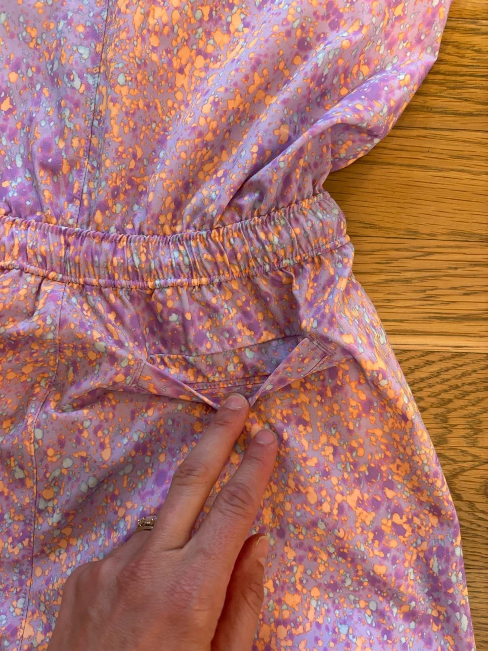 Athleta Girls Lavender and Orange Speckled Romper NWOT